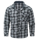 Men's Spring Autumn Casual Classic Plaid Top Casual Flannel Shirt Coat