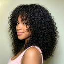 Human Hair Wigs 16 Inch Short Bob Natural Curly Jerry Curly Water Wave Hair Wigs With Bangs