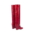 Autumn and Winter Long Boots with Square Toe Thick Heel One Foot Belt Buckle Knee High Boots
