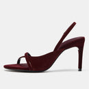 Maroon high-heeled sandal on a white background, Obroi