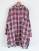 Plaid Women Long Shirts Autumn Vintage Turn-Down Collar Long-Sleeved Loose Casual Female Outwear Coats Tops