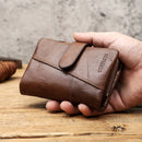 Genuine Leather Men Short Wallets Hasp Purse Retro Male Mini Wallets