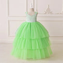 Elegant Flower Girl Dress For Wedding With Bow Child First Birthday Party Gown