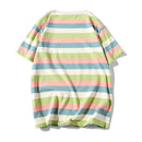 Summer Men's Hip Hop T Shirt Short Sleeves Streetwear Tops Tees Striped Oversized for Man Tshirt