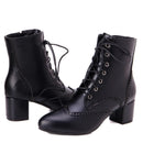 Ankle Boots For Women Spring Shoes Casual Medium Heels Lace-up Short Boots Footwear Shoes