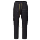 Spring Autumn Men's High Street Baggy Straight Cargo Pants Casual Buckle Drawstring Loose Darkwear Overalls