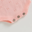 Newborn Infant Baby Girls Knit Sweater Rompers Solid Color Long Sleeve Infant Button Jumpsuits Fall Winter Casual Clothes