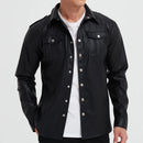 Men's leather shirt Elastic shirt long sleeve