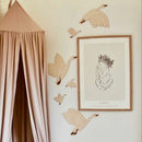 Wooden Group WildGeese Wall Stickers Kids Room Swan Wall Wood Cover Nursery Neutral Decor