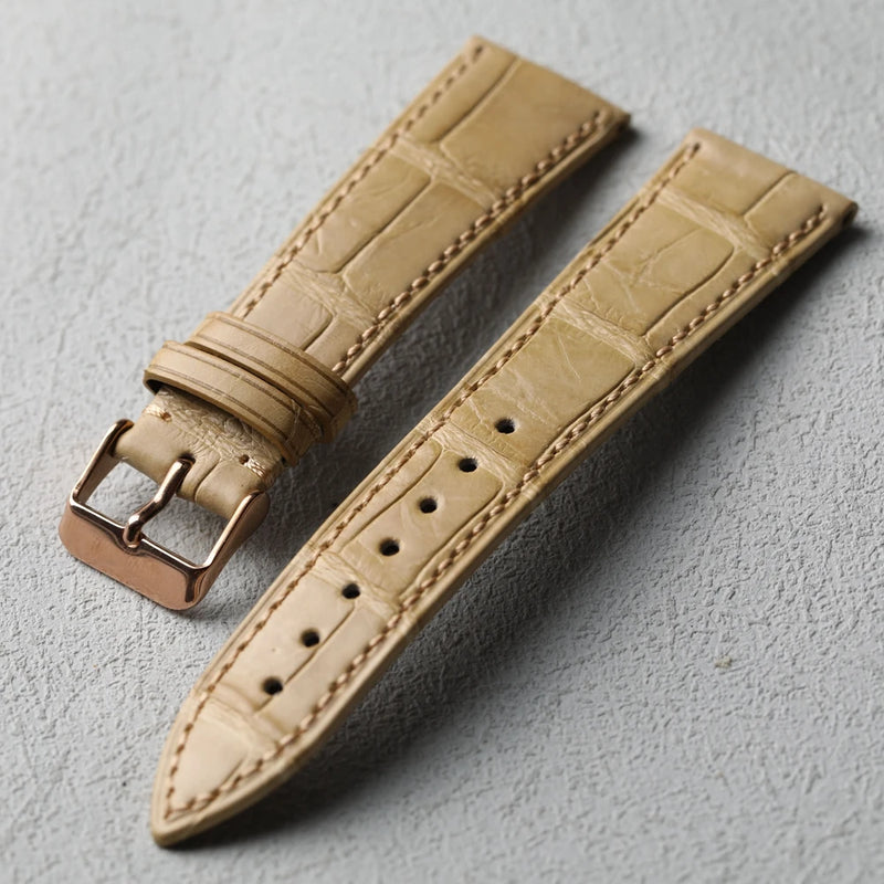 High end leather strap 18 19 20 22MM light yellow leather luxury watch chain soft and ultra-thin