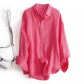 Pink shirt on a white background with a white handbag, Obroi