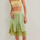 Women Lace Floral Bloomers Pants Silk Satin Patchwork Ruffles Slip Midi Pants