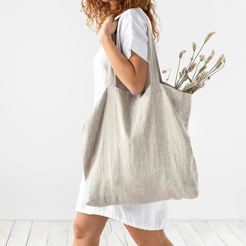Linen Environmental Cloth Bag Carrier Foldable Portable Shopping Bag Women