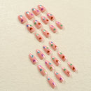 24 Pieces Almond Armor Valentine's Day Multicolor Love Heart Pattern Nail suit