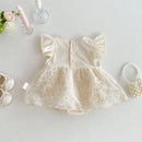 Summer Bodysuit Dress for Baby Girls 0-2Y Cute Embroidered Flowers Infant Onesie Toddler