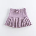 Autumn Kids Short Skirt Girls Cute Solid Color Knitted Pleated Skirt Children Hollow Out Knitted Shorts