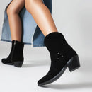 Women Ankle Boots Round Toe Heels Booty