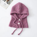 Wool Blend Knitted Hat Scarf Winter Warm One-Piece Neck Collar Beanies Hats for Women
