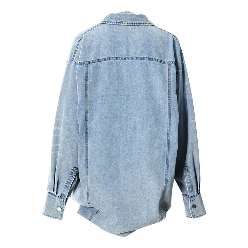 Designer Loose Chic Jackets For Women Lapel Patchwork Pockets Coats Female