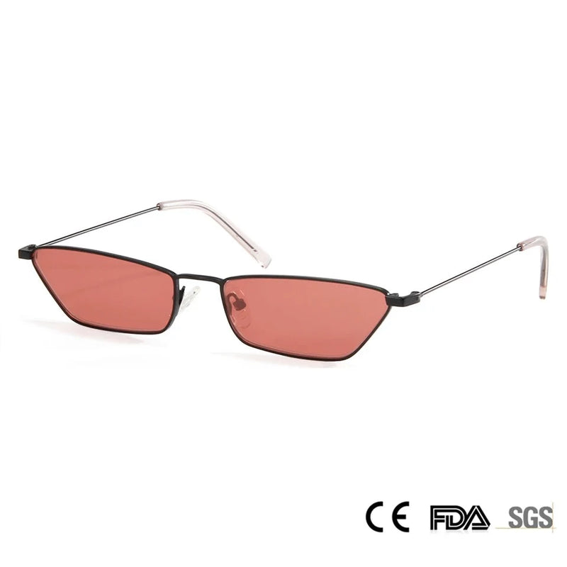 Nickel-Free Metal Cat Eye Shape Sun Glasses Small Lens Cool Summer Sunglasses