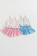 6M-5T Summer Girls Clothing Set Floral Camisole And Ruffle Shorts 2 Pcs Suit Kids Outfit