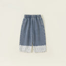 Kids Pants Jeans Lace Denim Straight Leg