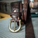 Genuine Leather Men's Belt Luxury Designer Strap Engraving Pure Copper Buckle Classic Retro Jeans Soft Belt
