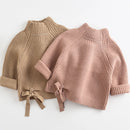 Baby Knit Sweater Children Solid Turtleneck Cardigan Boy Girls Winter Vintage Sweaters Knitted Kids Pullover Casual Clothes