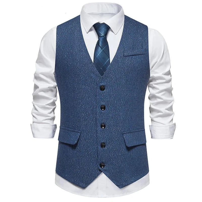 Vintage Vest for Men Tweed Elegant Business Dress Waistcoat Mens Wedding Suit Gilet