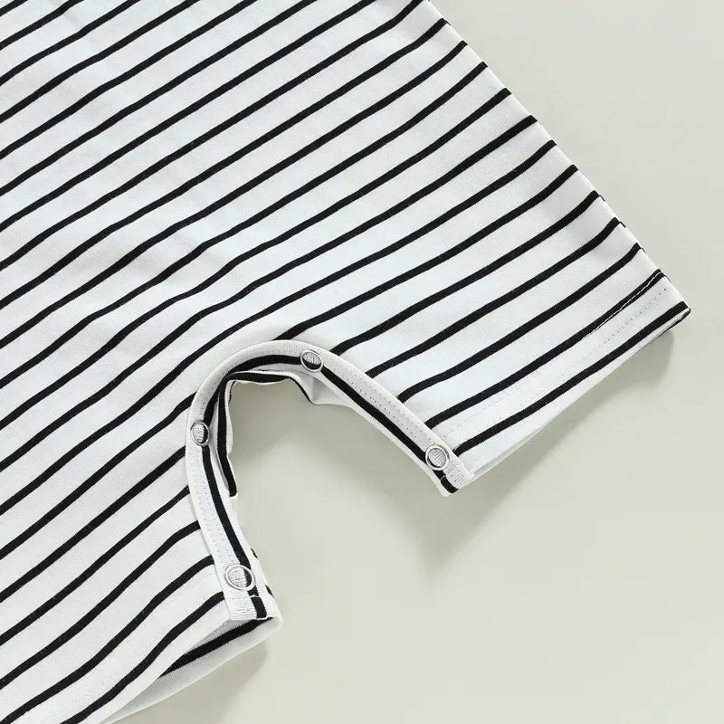 Summer Newborn Infant Baby Boys Rompers Playsuit Jumpsuit Overalls for Kids Cotton Striped Patchwork Baby Clothing