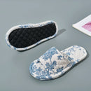 Home Slippers Soft Cotton Floral Floor Shoes Lightweight Slippers Antislip Indoor Slippers Bedroom Couple Slippers