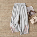 Summer Loose Fit Embroidered Casual Pants Women Female Clothing
