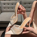 Diamond high heeled slippers for women with thin heels toes soles high heels sandals