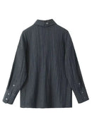 Spring Blouses For Women Wrinkle Effect Tight Shirts Female Buttons Vintage High Street Women's Shirt
