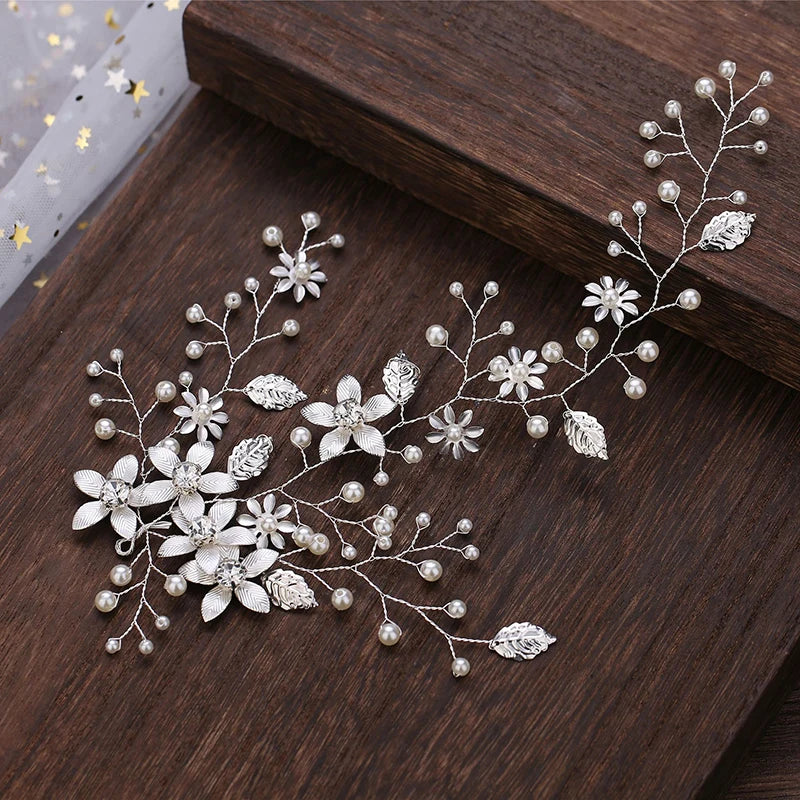 Handmade Blossom Headpiece Wedding Pearls Headbands Bridal Jewelry Hair Accessories for Women Hairstyle