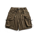 Brown cargo shorts on a white background, Obroi