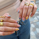 10pcs Acrylic Press On Nails Handmade Summer Flower Kawaii Polka Dot Short Almond Nail