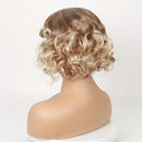 Golden Brown Ombre Short Curly Synthetic Wig Bob with Woolly Curls