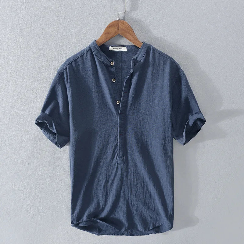 Linen Pullover Youth Breathable Versatile Summer Men Shirt