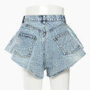 Women Ruffled Hem Casual Denim Shorts Personality Jeans