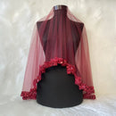 Burgundy Bridal Veil and Beaded Belt Set, Wedding Accessories