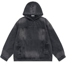 Men Vintage Hooded Denim Jacket Streetwear Hip Hop Solid Distressed Pullover Coat Casual Loose Jackets