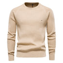 Autumn and Winter Men Sweater Cotton Casual Pullover Men Solid Plaid Comfortable Breathable Sweater