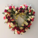Valentines Wreath For Front Door Heart Shape Artificial Rose Flower Garland Silk Hanging Decoration