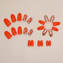 Oval Press on Nails To Stick on Kawaii Cute Pumpkin Glitter Autumn Women Full Set Fake Nail Art