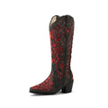 Western Women Knee-high Boots Floral Boots Retro Shoes
