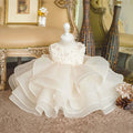 Children White Lace Dresses Evening Party Kids Sleeveless Ball Gowns 1st Birthday Baby Girl Princess