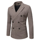 Elegant Men Suits Jackets Vintage Double Breasted Plaid Dress Coat for Men Formal Blazers