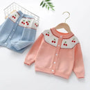 Baby Girls Cardigan Clothes Cherry Embroidery Coats Winter Children Clothing Girls Long Sleeve Knitted Kids Sweaters