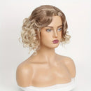 Golden Brown Ombre Short Curly Synthetic Wig Bob with Woolly Curls